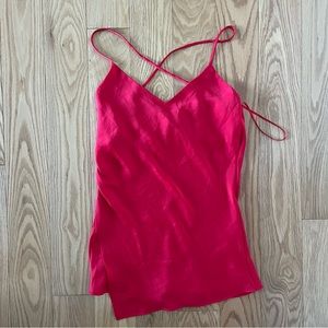 Zara red silky asymmetrical low back